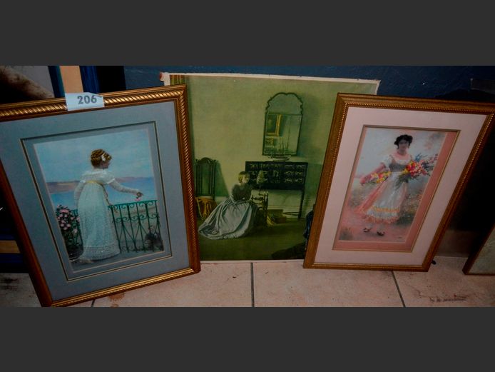 PAIR BOX FRAMED ARTWORK "FIGURES" & A PRINT