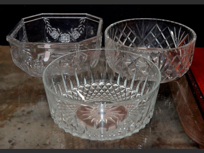 LOT OF 3: CUT GLASS BOWLS