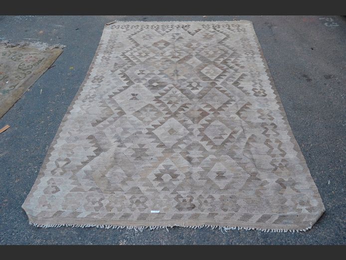 TONES OF BROWN KELIM CARPET, 243 x 161cm