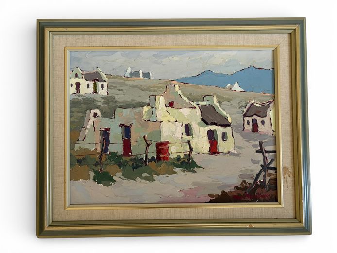 Framed Cape Farm Landscape Oil Painting (Signed)