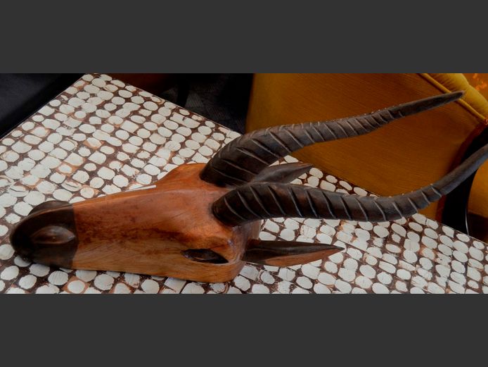 WOODEN BUCK HEAD ORNAMENT, 72cm Long