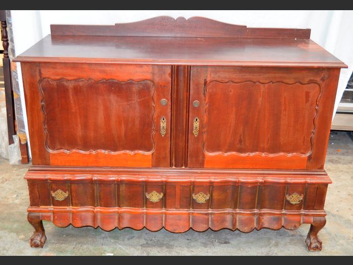 IMBUIA BALL & CLAW 2-DOOR, 2-DRAWER SIDEBOARD, 137 x 52 x 103cm [Scratches to top]