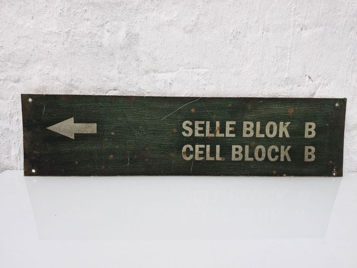 Vintage Metal South African Prison Directional Sign 