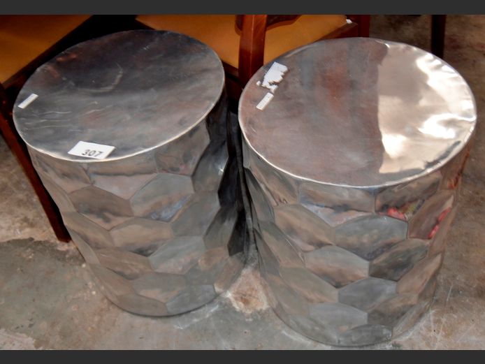 PAIR LAILA METAL SIDE TABLES, 40cm Diameter x 49cm High