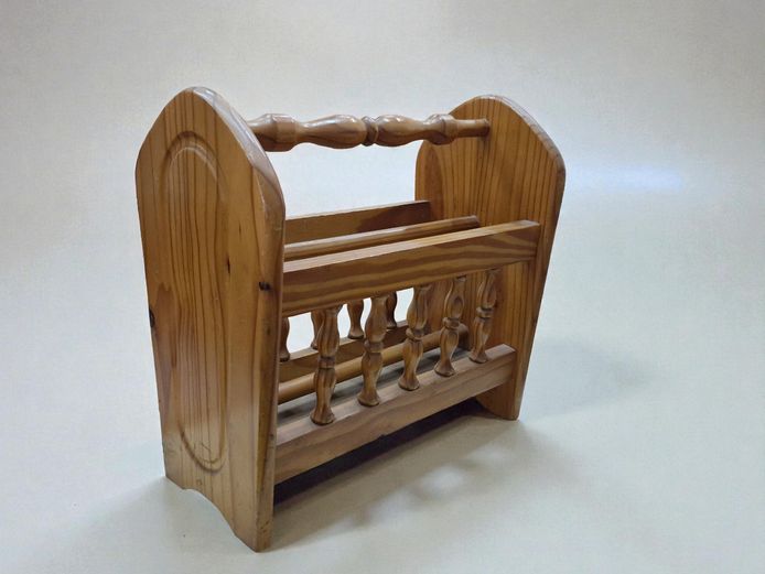 Pine Magazine Rack with Turned Spindles