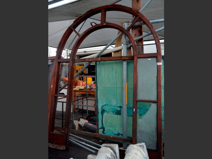 MERANTI ARCHED FRENCH DOOR FRAME WITH WINDOWS, 200 x 60cm