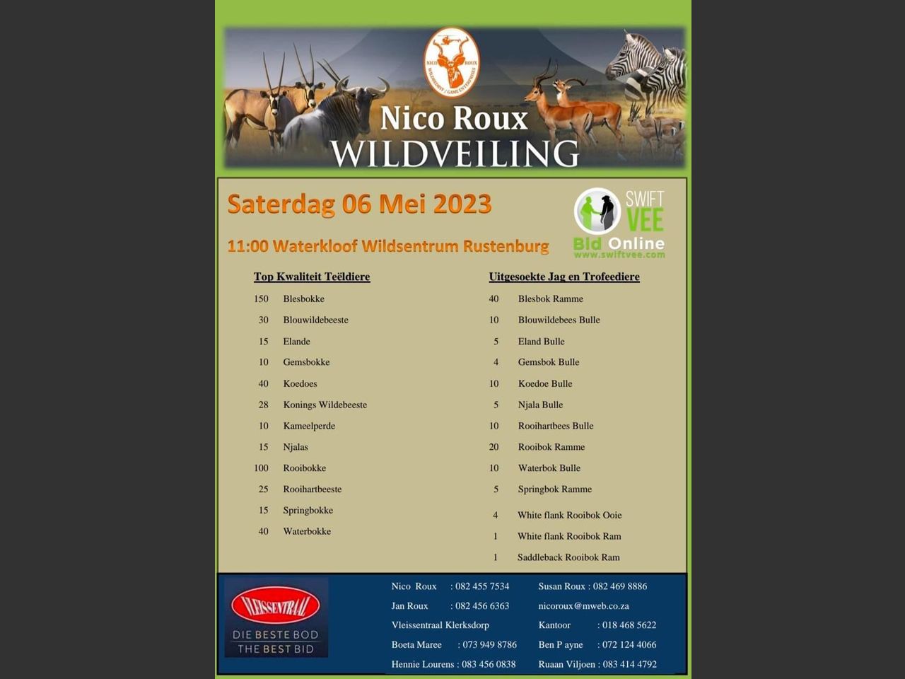 NICO ROUX WILDVEILING | SwiftVEE | South Africa’s Leading Online ...