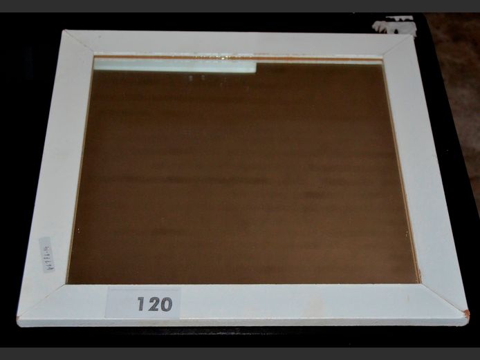 WHITE FRAMED MIRROR, 42.5 x 42.5cm