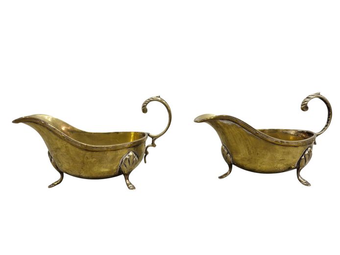 Pair of Vintage Brass Footed Gravy Boats