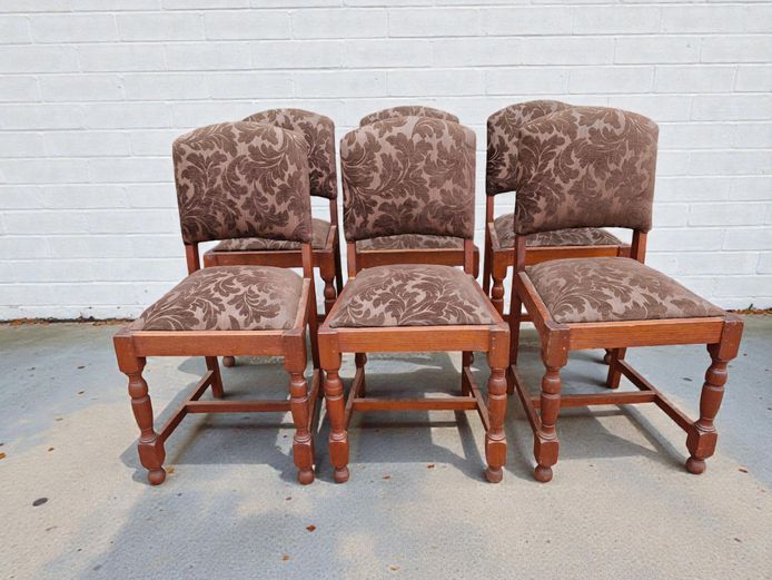Antique Jacobean Revival Style Wooden Dining Chairs