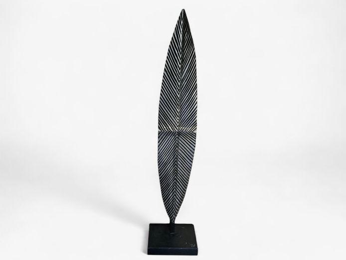 Ethnographic Wooden Shield on Wooden Plinth