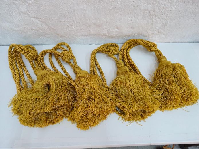 Rope Curtain Tiebacks with Large Tassels - Gold