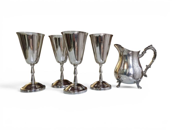 Vintage Silver-Plated Goblet & Water Pitcher Set