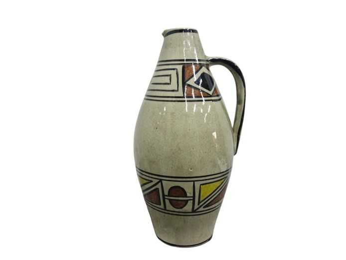 Antique Studio Pottery Jug with Geometric Decoration | Signed