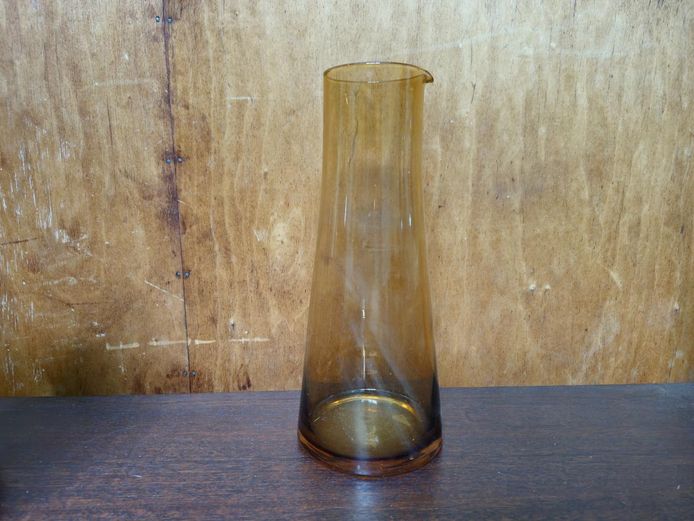 Vintage Mid-Century Amber Glass Tapered Carafe Pitcher