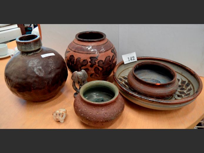 POTTERY BOWLS, VASES, etc