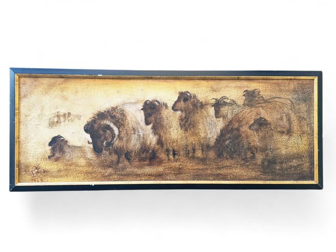 1969 Signed Flock of Sheep Framed Wall Art