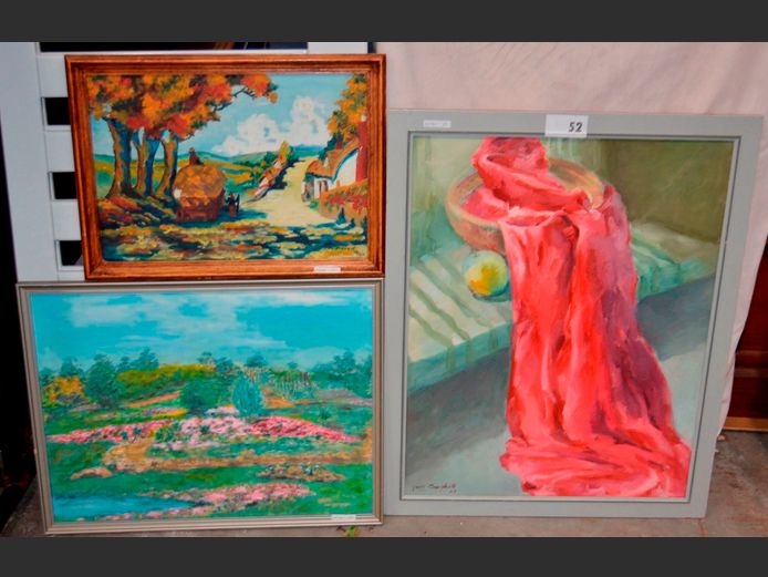 LOT: 3 x FRAMED OIL PAINTINGS, 70 x 54cm, 59.5 x 44.5cm & 46 x 32cm