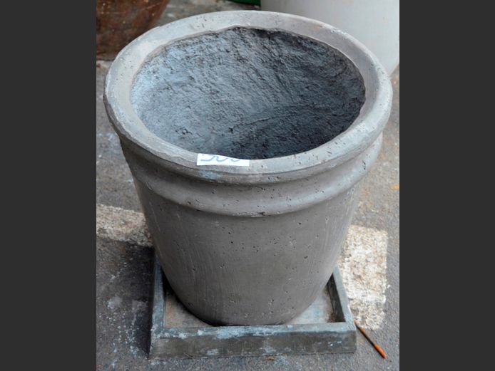 GREY CONCRETE PLANTER & TRAY, 46cm Diameter x 51cm High