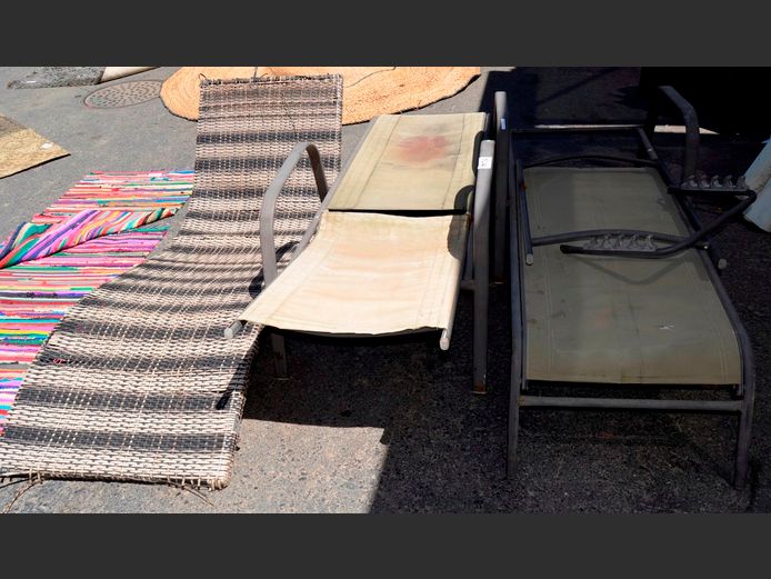 PAIR METAL POOL LOUNGERS, etc [Damaged]