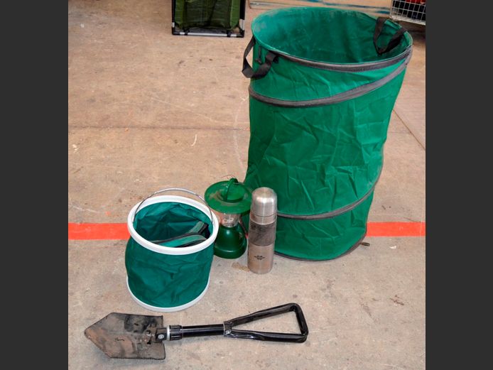 COLLAPSIBLE BIN, BUCKET, FOLDING SPADE, LANTERN, etc