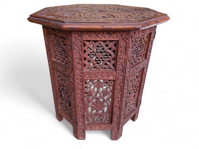 Antique Anglo-Indian Carved Octagonal Table