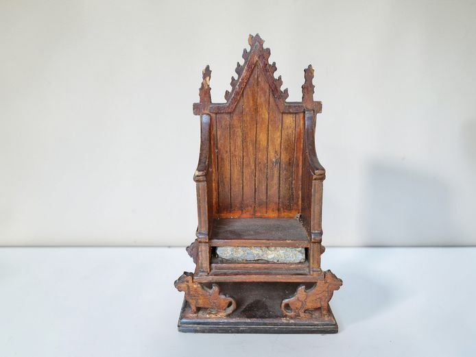 Miniature Gothic Revival Coronation Chair Replica