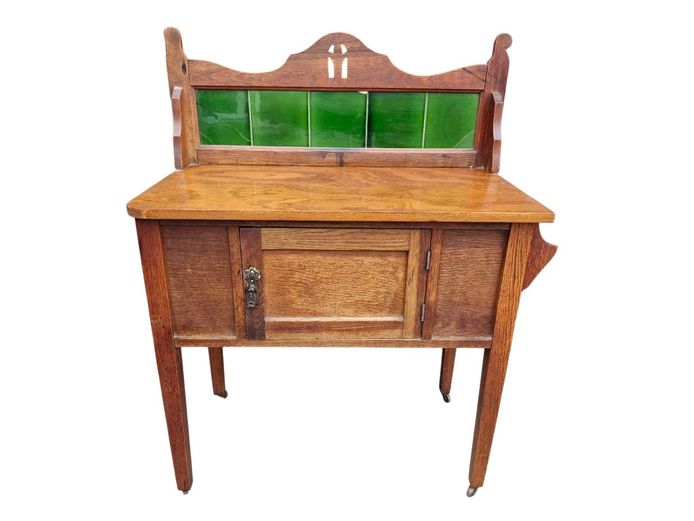 20th Century Green Tiled Back Washstand