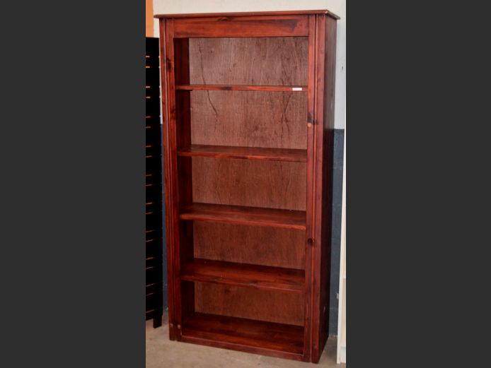 STAINED PINE 5-TIER BOOKSHELF, 90 x 36 x 180cm
