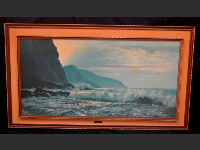 FRAMED PRINT "OCEAN SCENE", 120 x 60cm