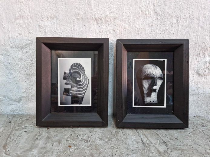 Framed Black & White Photographs: Songye Kifwebe Masks