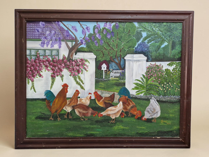 Gigantic "Farmyard Scene" Original Oil Painting by Petro (2010)