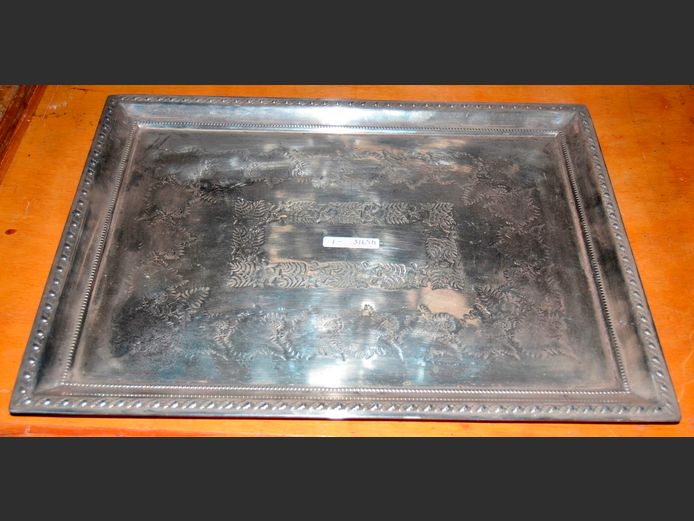 SILVER PLATE RECTANGULAR TRAY, 45.6 x 34cm