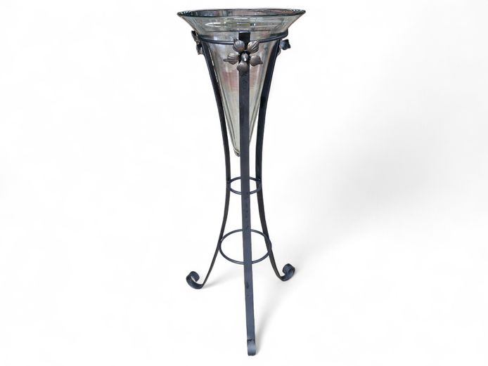 Black Metal Stand with Cone Glass Vase