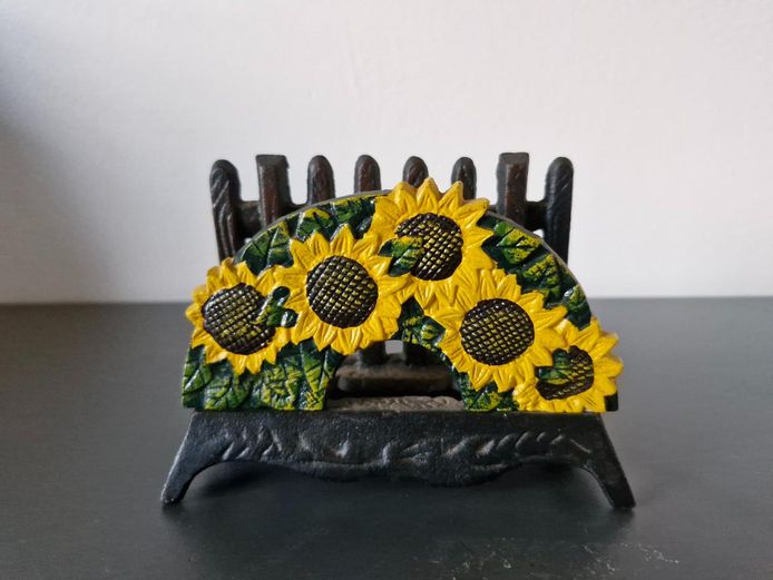 Cast Iron Painted Sunflower Napkin Holder