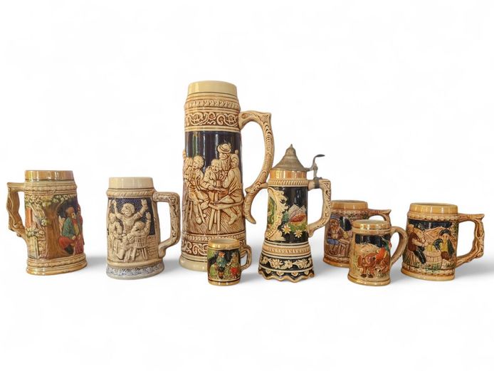 Collection of Vintage German-Style Beer Steins