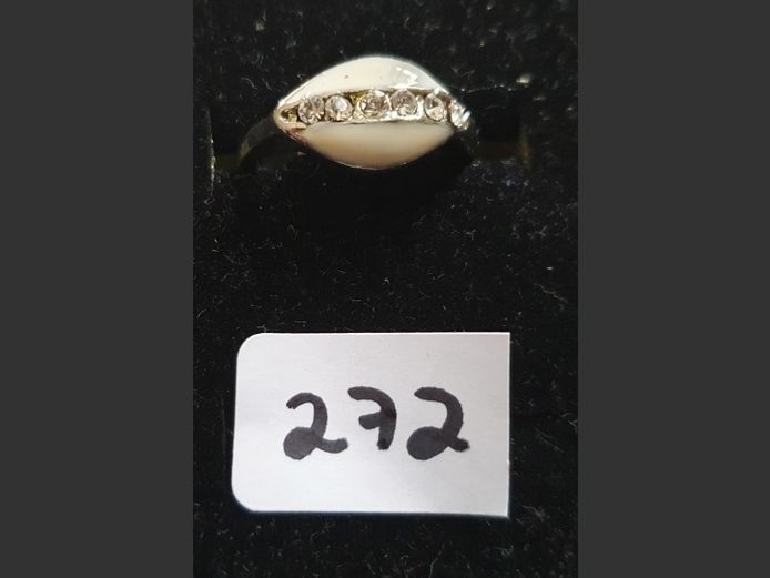 SILVER DRESS RING WITH WHITE & CLEAR STONES