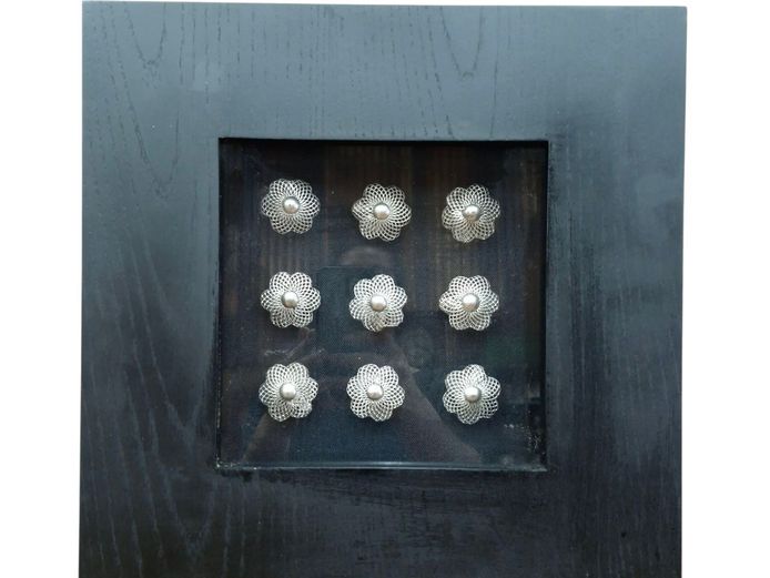 Flower Stud Metal Art in Shadow Box