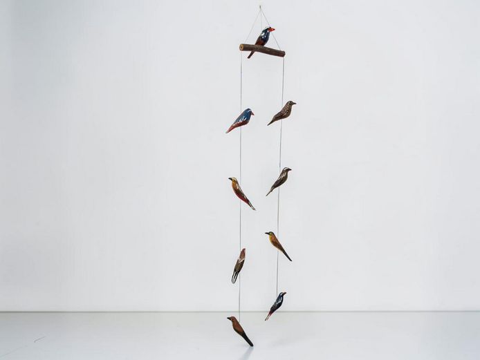 Handmade African Wooden Hanging Birds Mobile
