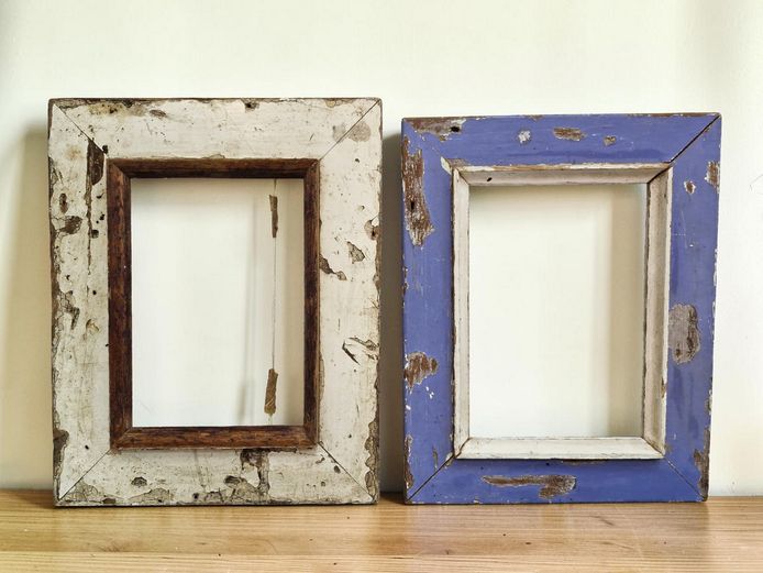Pair of Rustic Vintage Wooden Picture Frames