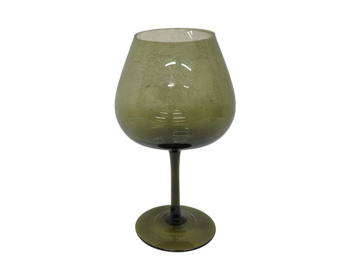 Mid-Century Modern Large Smoked Grey Glass Goblet-Style Vase