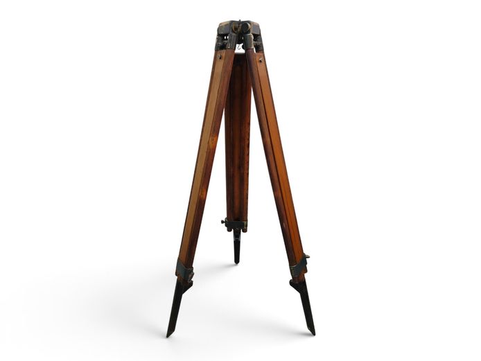 Early 20th-Century Hardwood and Brass Surveyor's Instrument Tripod (c. 1900–1940)