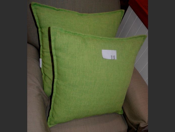 PAIR LIME GREEN SCATTER CUSHIONS, 45 x 45cm
