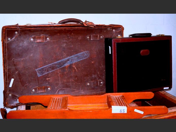 VINTAGE SUITCASE, LEATHER TOUCH BRIEFCASE, etc