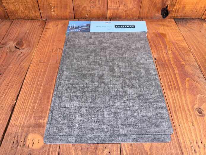 2pc Grey Faux-Linen Textured Dining Table Placemats Set