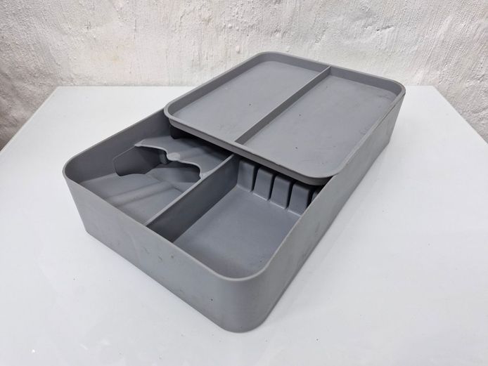 Grey 2-Tier Compact Cutlery Drawer Organiser Tray