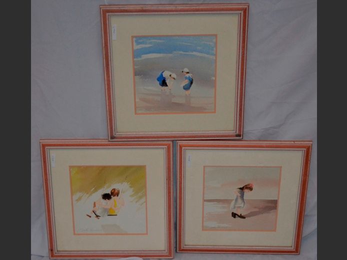 SET OF 3 FRAMED PRINTS "CHILDREN", 25 x 25cm