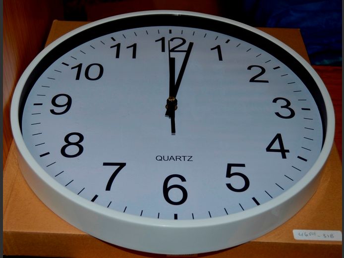 WHITE PLASTIC CIRCULAR WALL CLOCK, 35cm Diameter