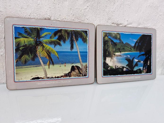 Set of 2 Vintage Seychelles Hardboard Placemats