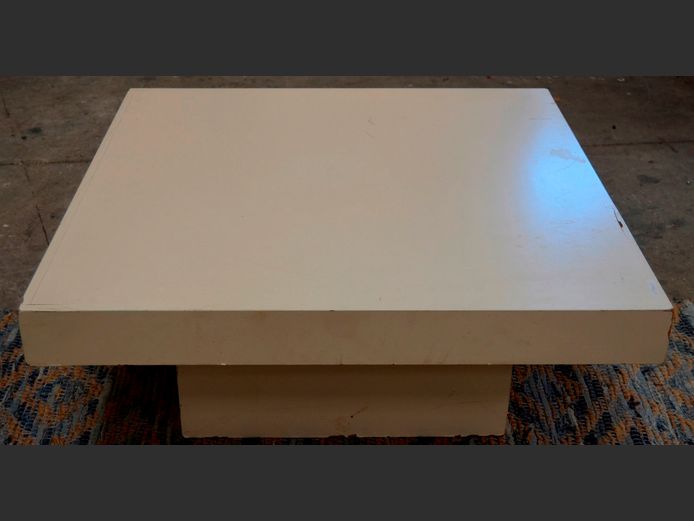 CREAM PAINTED SQUARE COFFEE TABLE, 99 x 99 x 41cm [Needs some love]